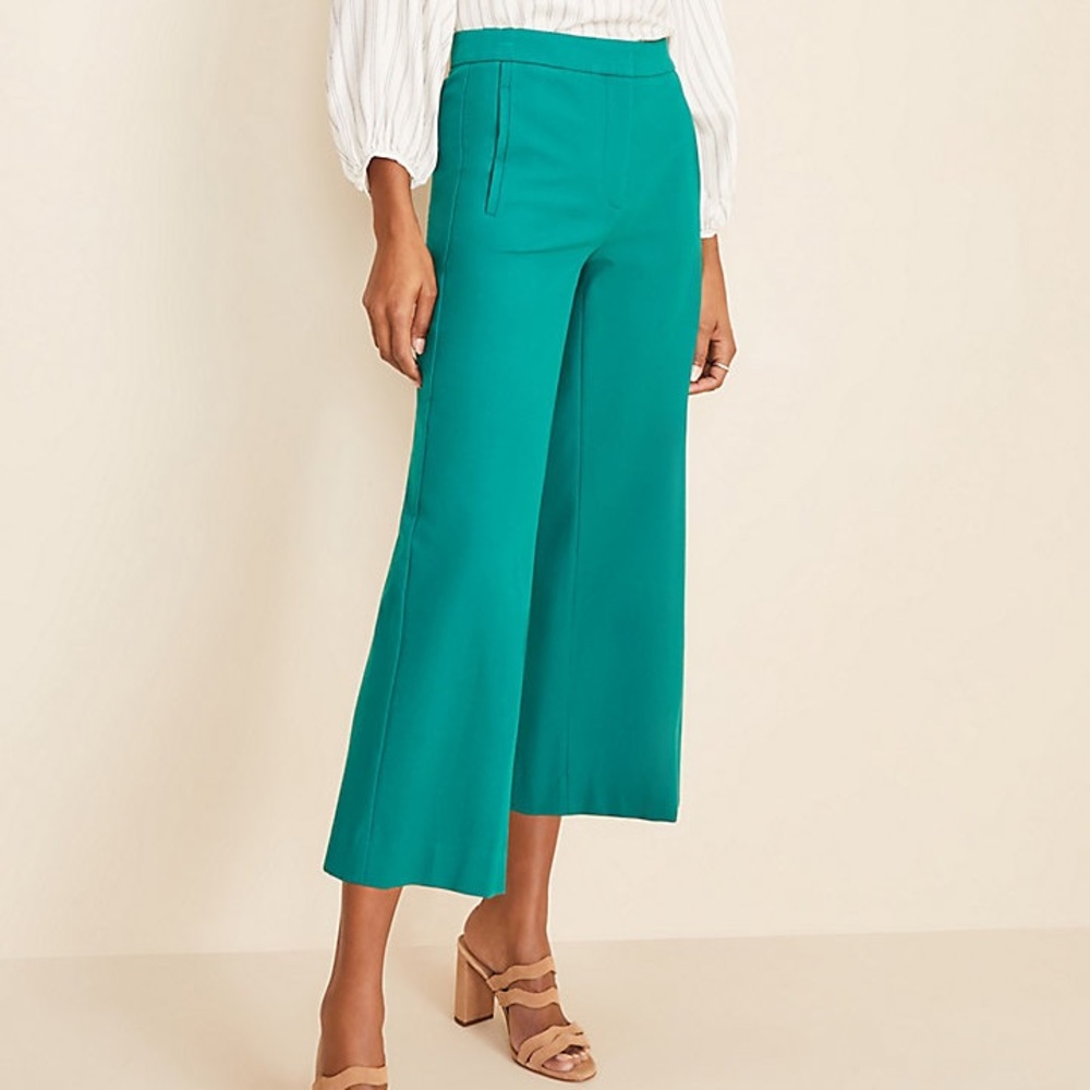 Ann Taylor Marina Wide Leg Cropped Pant - Teal/Jade Green, Size 2